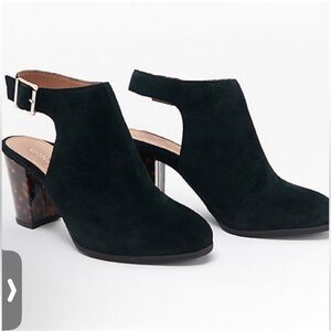 Vionic Lacey Black Tortoise Suede Block Heel Slingback Size 7.5